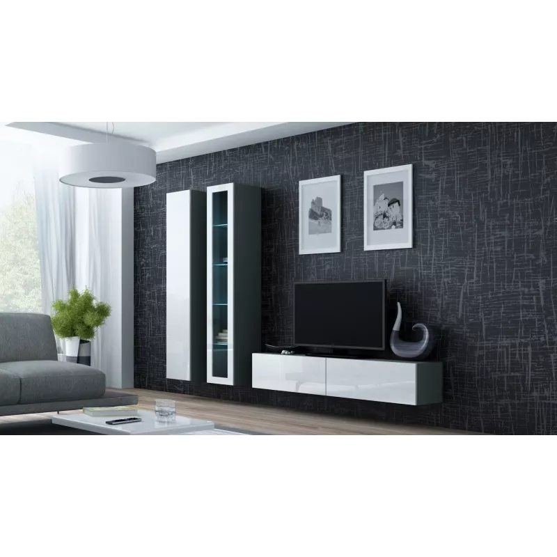 Cama TV stovas VIGO 140 30/140/40 sonomos ąžuolas/baltas blizgus