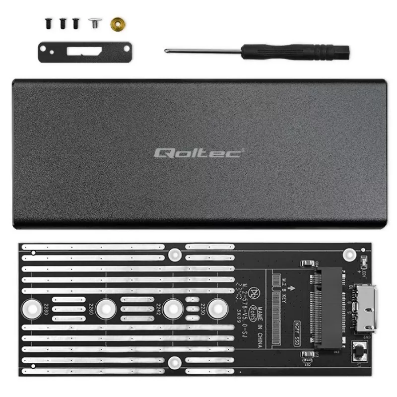 M.2 SATA SSD korpusas QOLTEC 51854 USB 3.0 be įrankių