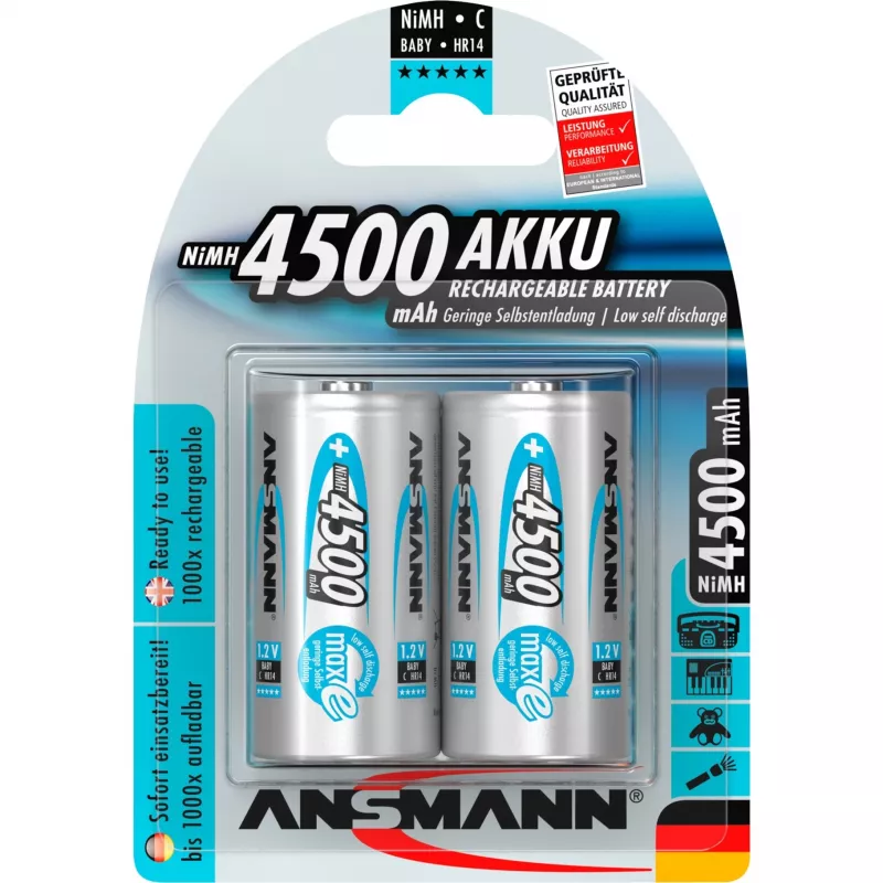 1x2 Ansmann maxe akumuliatorius NiMH Baby 4500 mAh Vokietija (5035352)