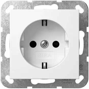 Schuko kištukinis lizdas GIRA SH System 55 Reinweiß modelis 445327, skirtas System 55 rėmeliams