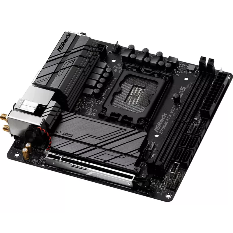 Motininė plokštė ASRock Z790M-ITX WiFi — Intel Z790, LGA 1700, mini ITX, DDR5, 2x DIMM, 64GB, 2.5Gb LAN, Wi‑Fi 6E