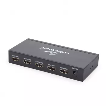 HDMI vaizdo skirstytuvas GEMBIRD DSP-4PH4-02 — 4 HDMI išėjimai, HDMI 1.4, 225 MHz, plieninis korpusas, 146×73×24 mm