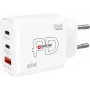 Maitinimo įkroviklis SKROSS Power Charger 65W PD GaN EU USB‑C 2x — 65W USB‑C GaN įkroviklis su dviem USB‑C prievadais, EU kištuku