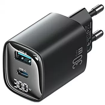 usams CC229 30W GaN USB-C ir USB LED kompaktinis kelioninis įkroviklis