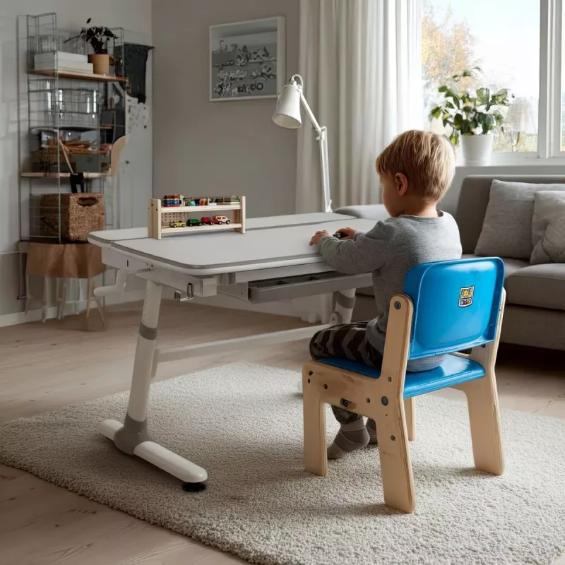 Ergo Office vaikiškas ergonominis reguliuojamo aukščio stalas, pilkas, maks. 100 kg, ER-417 2cz