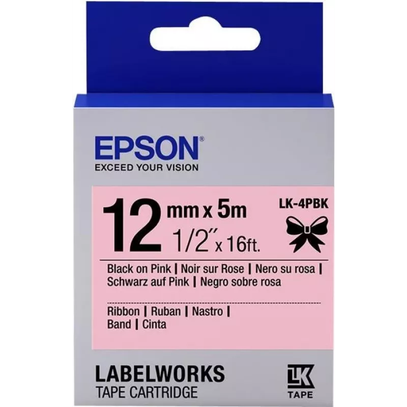 Epson Label Cartridge Satin Ribbon LK-4PBK Juoda/Pink 12mm (5m)
