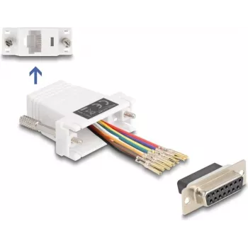 DeLOCK D-Sub 15 kontaktų (mot.) prie RJ45 (mot.) surinkimo rinkinys, baltas, VGA RJ-45
