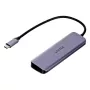 USB šakotuvas Unitek P5+ — 5 prievadai (4 × USB 3.2 Gen 2 Type-A), USB 3.2 Gen 1 šeimininkas, 5 Gbit/s, 10 W PD, aliuminis, pilka
