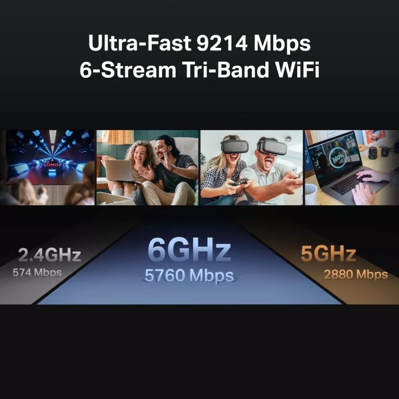 TP-Link Archer BE9300 trijų juostų Wi-Fi 7 maršrutizatorius, Wi-Fi 7 (802.11be), trijų juostų (2.4 GHz / 5 GHz / 6 GHz), Ethernet LAN, Juodas, stalinis maršrutizatorius