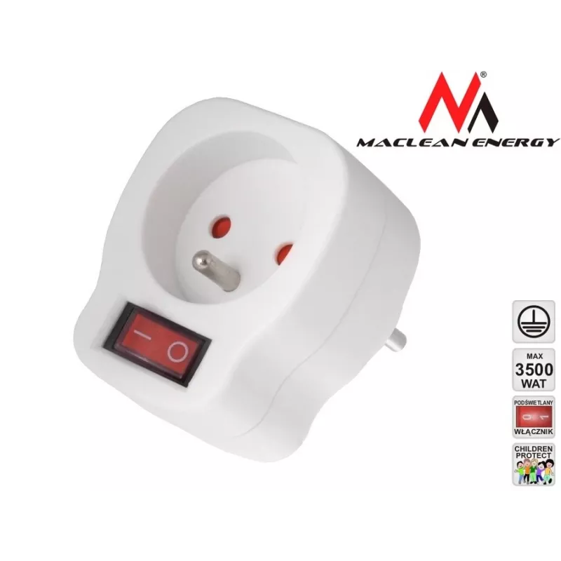 Maitinimo lizdas MACLEAN AC lizdas MCE13 su jungikliu
