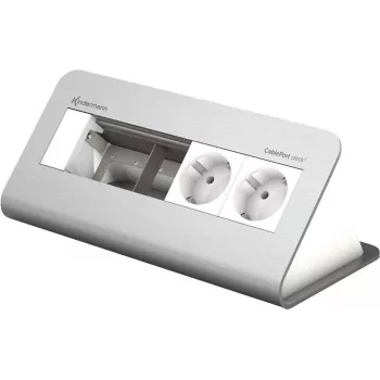 Kindermann CablePort desk² 80 4-vietis – kištukinių lizdų dėžutė – paviršiui montuojama – maitinimo šaltinis X 2 – anoduotas aliuminis (7430000252)