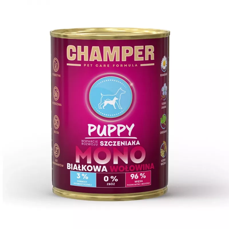 CHAMPER Puppy Monoprotein Beef - šlapias šunų maistas - 400 g