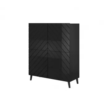 Shelving unit ABETO 100.5 x 40 x 121.5 cm juodas/blizgus juodas