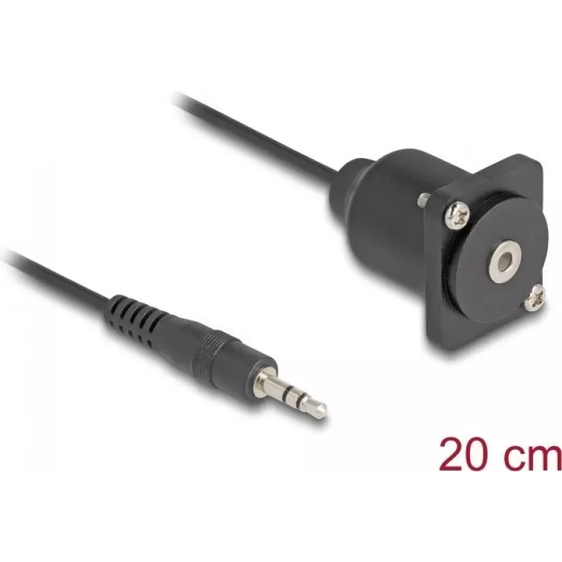 Garso kabelis DeLOCK 88150 3,5 mm kištukas į lizdą 0,2 m juodas