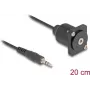Garso kabelis DeLOCK 88150 3,5 mm kištukas į lizdą 0,2 m juodas