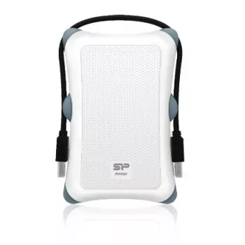 HDD korpusas Silicon Power Armor A30 — 2,5 colių vieno lizdo, USB 3.2 Gen 1, balta, plastikas/guma
