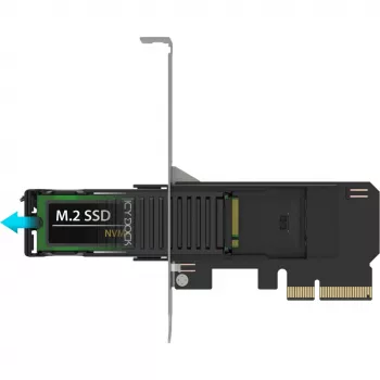 ICY DOCK MB305M4P-B išimamas M.2 NVMe SSD į PCIe 4.0 x4 adapterio kortelė