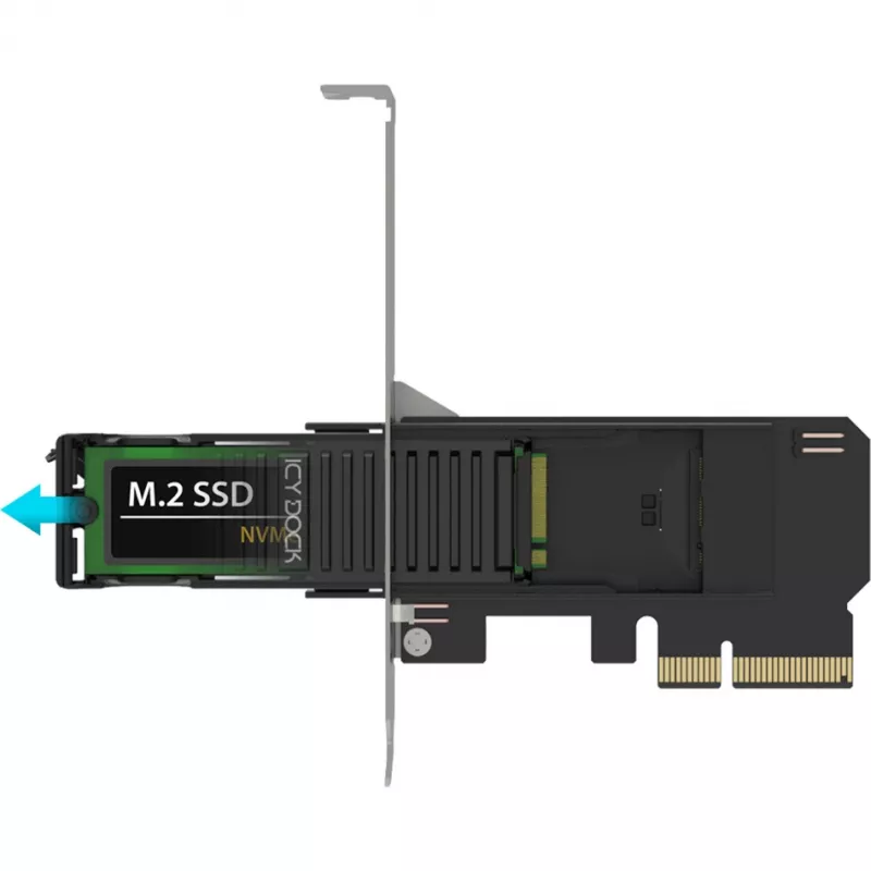 ICY DOCK MB305M4P-B išimamas M.2 NVMe SSD į PCIe 4.0 x4 adapterio kortelė