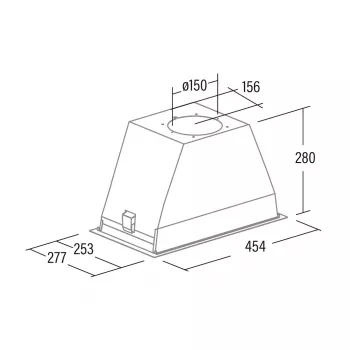 Įmontuojamas gartraukis CATA GT-PLUS 45 X /M — 492 mm, nerūdijantis plienas, 645 m³/h, metaliniai filtrai, mygtukinis valdymas