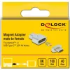 DeLOCK - Thunderbolt / USB-C adapteris - USB-C (V) magnetinis į USB-C (K) - USB 3.2 Gen 2 / Thunderbolt 3 4,5 A - 8K palaikymas - sidabrinis (66433)