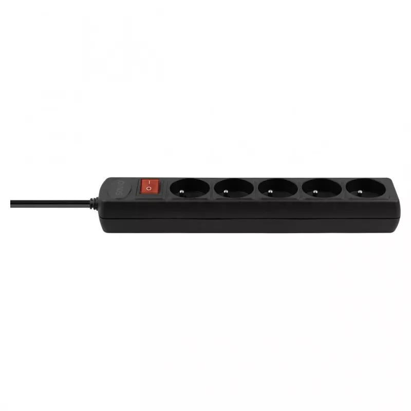 Maitinimo ilgintuvas SAVIO LZ-16 — 1,8 m laidas, 5 kintamosios srovės lizdai, vidaus patalpoms, 210–250 V, 50 Hz, 2500 W, juodas