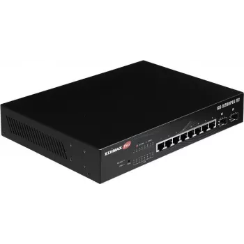 Edimax Pro GS-5208PLG V2 - V2 - komutatorius - išmanusis - 8 x 10/100/1000 (PoE+) + 2 x 1000Base-X SFP - montuojamas stove - PoE+ (160 W)