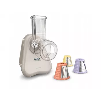Elektrinė daržovių smulkintuvė Tefal Fresh Express DN853BE0 — 150 W, 3 keičiami antgaliai, 1 greitis, kremas
