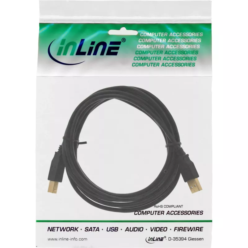 Microconnect USBAB5G USB laidas USB 2.0 5 m USB A USB B Juodas