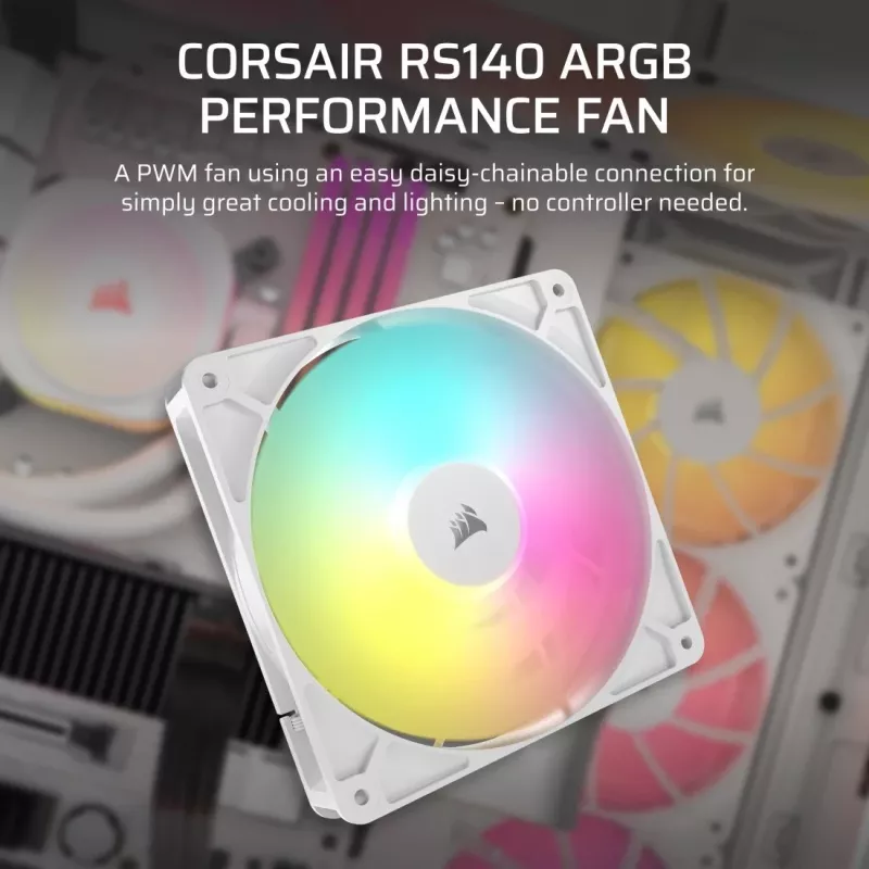 Ventiliatorius Corsair RS140 ARGB 14 cm baltas 330-1700 RPM