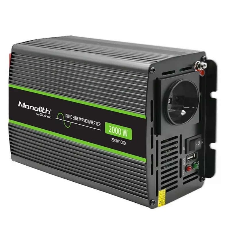 Automobilinis inverteris Qoltec Monolith 2000 W juodas 24 V