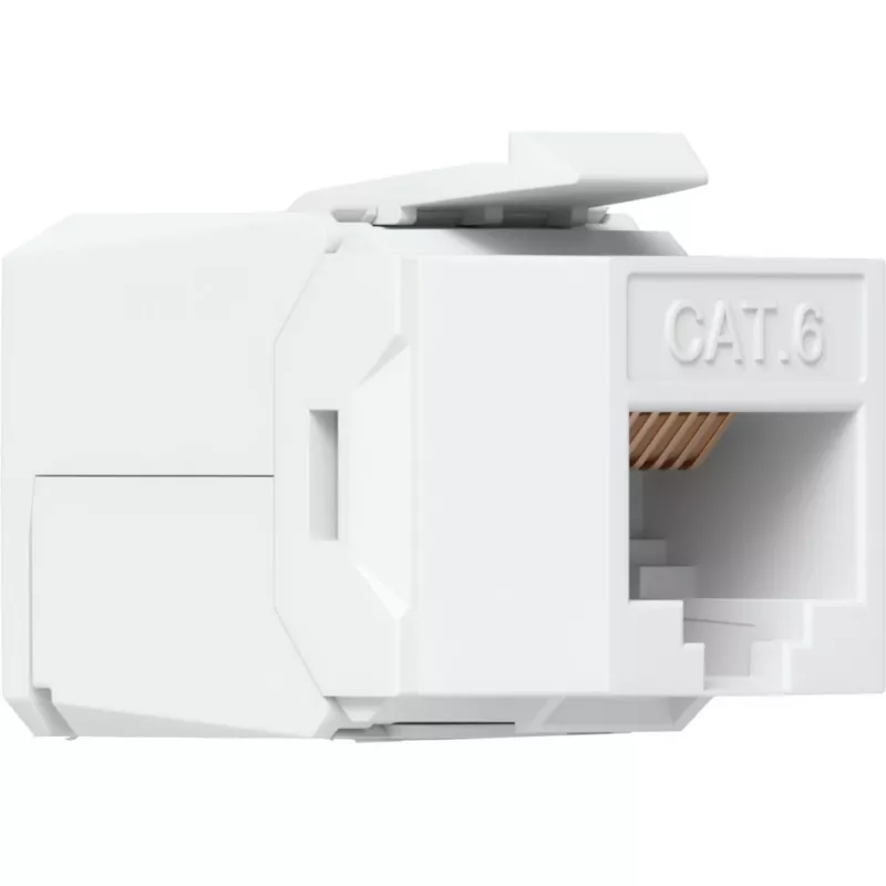 UBIQUITI CAT6 KEYSTONE JACK, 12 VIENETO PAKETAS. ĮRANKIŲ NEREIKALAUJANTIS KEYSTONE, SKIRTAS CAT6 ETHERNET JACK TERMINAVIMUI BE PUNCH-DOWN ARBA UŽSPAUDIMO ĮRANKIO