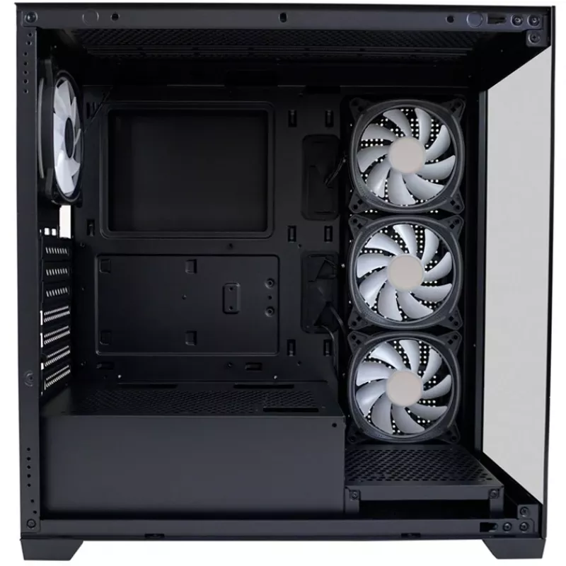 LC-Power Enclosure MidiTower 715B juodas USB3.2/Audio be maitinimo šaltinio SEAMLESS_X (LC-715B-ON)
