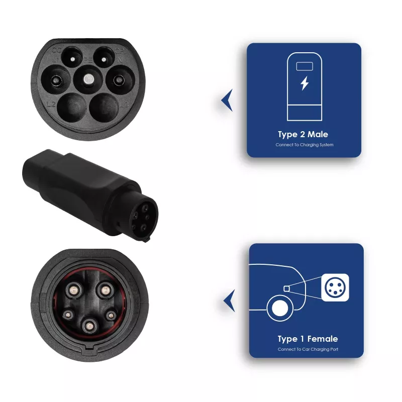 Akyga AK-SC-E08 EV įkrovimo adapteris Type 2 (F) / Type 1 (M) 32A