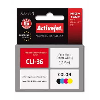 Activejet ACC-36N rašalo kasetė (Canon CLI-36 pakaitalas; Supreme; 12.5 ml; spalvota)
