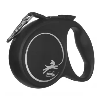 Ištraukiamas šuns pavadėlis Flexi Juoda Design M, juostinis pavadėlis, 5 m, vidutinėms veislėms (10–25 kg), maks. apkrova 20 kg