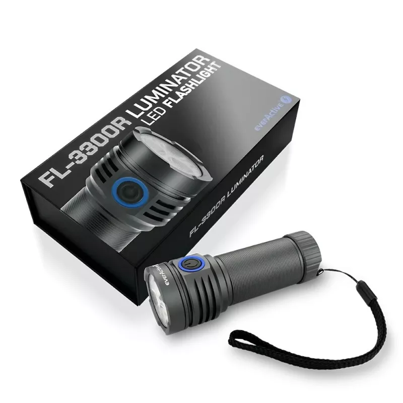 LED žibintuvėlis everActive LUMINATO R FL-3300R — 3300 liumenų, įkraunamas