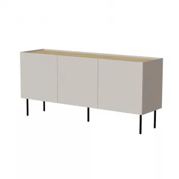 cama meble komoda FELLINI 150x40x70 cm, kašmyro apdaila, alyvuoto ąžuolo viršus