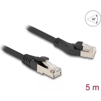 Tinklo kabelis DeLOCK RJ45 Cat.8.1 45° kairėn kampinis 5 m juodas