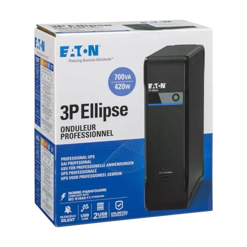 Eaton 3P Ellipse 700 nepertraukiamo maitinimo šaltinis (UPS) budėjimo režimu (Offline) 0,7 kVA 420 W 4 AC lizdai