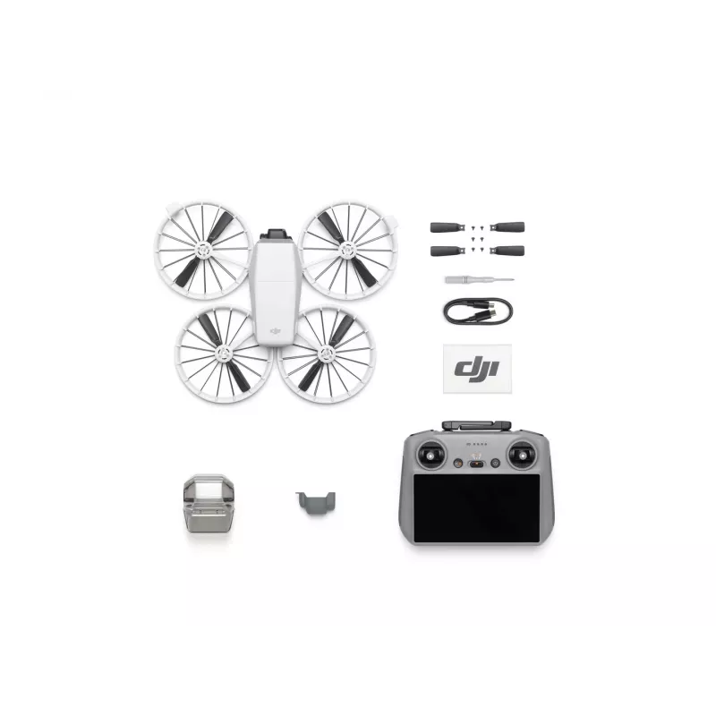 Dronas DJI Flip 4 su 48 MP kamera, 4K (3840x2160), 3110 mAh baterija, 16 m/s, 14 000 m nuotolis, 4 rotoriai, 0,249 kg, juoda/balta
