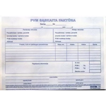 PVM sąskaita faktūra 1+1 SC, A5, 2 × 50 l.