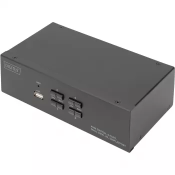 DIGITUS KVM jungiklis, 4 prievadų, dviejų ekranų, 4K, DisplayPort®