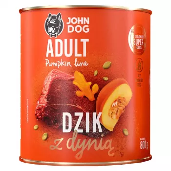 Šlapias šunų maistas john dog PUMPKIN Adult su šerniena ir moliūgu, 800 g, visavertis pašaras