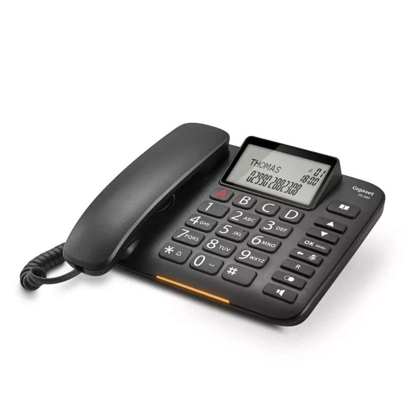 Analoginis telefonas Gigaset DL380 su skambintojo ID, laidinis ragelis, juodas
