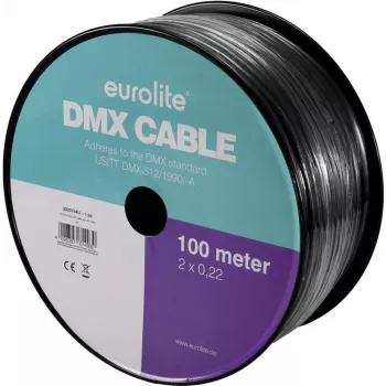 DMX laidas EUROLITE 2x0,22mm 100m — ekranuotas dviejų gyslų laidas apšvietimo valdymui