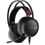 CANYON INTERCEPTOR GH-8A, žaidimų ausinės su 3,5 mm lizdu ir USB jungtimi LED foniniam apšvietimui, reguliuojamu mikrofonu ir garsumo valdymu, su 2in1 3,5 mm adapteriu, 2 m kabeliu, juodos ir oranžinės spalvos