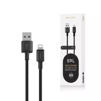 USB-A į Lightning laidas Orsen S9L 1 m 2,1 A — juodas