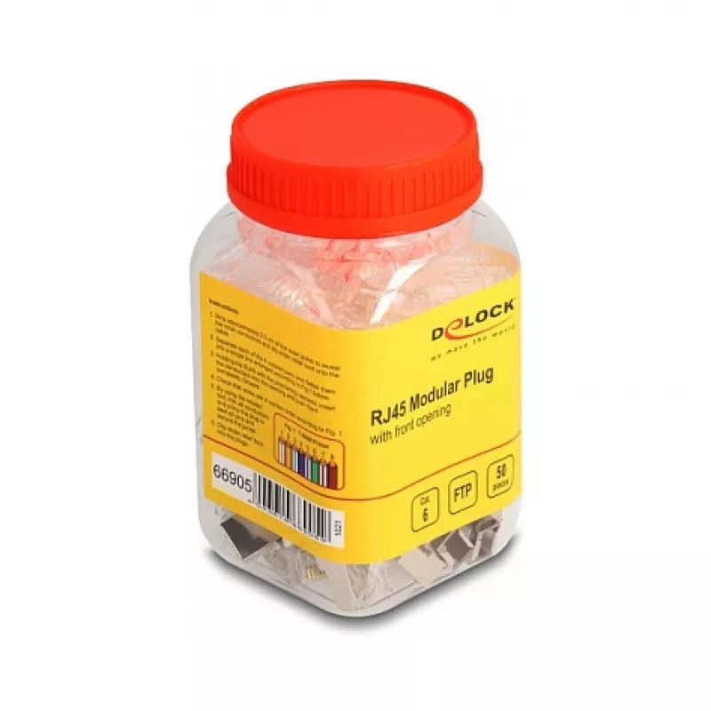 DeLOCK RJ45 modulinis kištukas Cat.6 50 vnt. su apsauginiais gaubteliais nuo lenkimo
