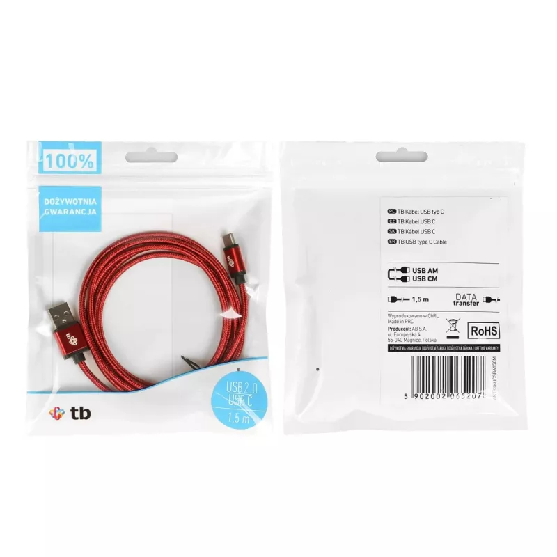 TB USB - USB C kabelis 1,5 m Rubinas (AKTBXKUCSBA150M)