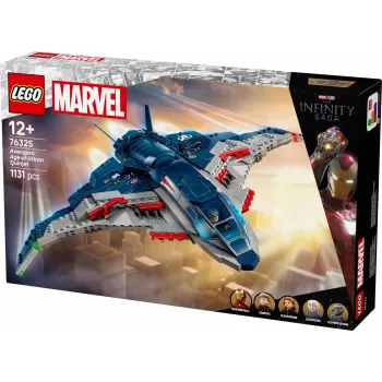 LEGO Quinjet konstruktorius 76325 — Marvel, 1131 detalė, 5 minifigūrėlės, nuo 12 metų, 280×450×300 mm